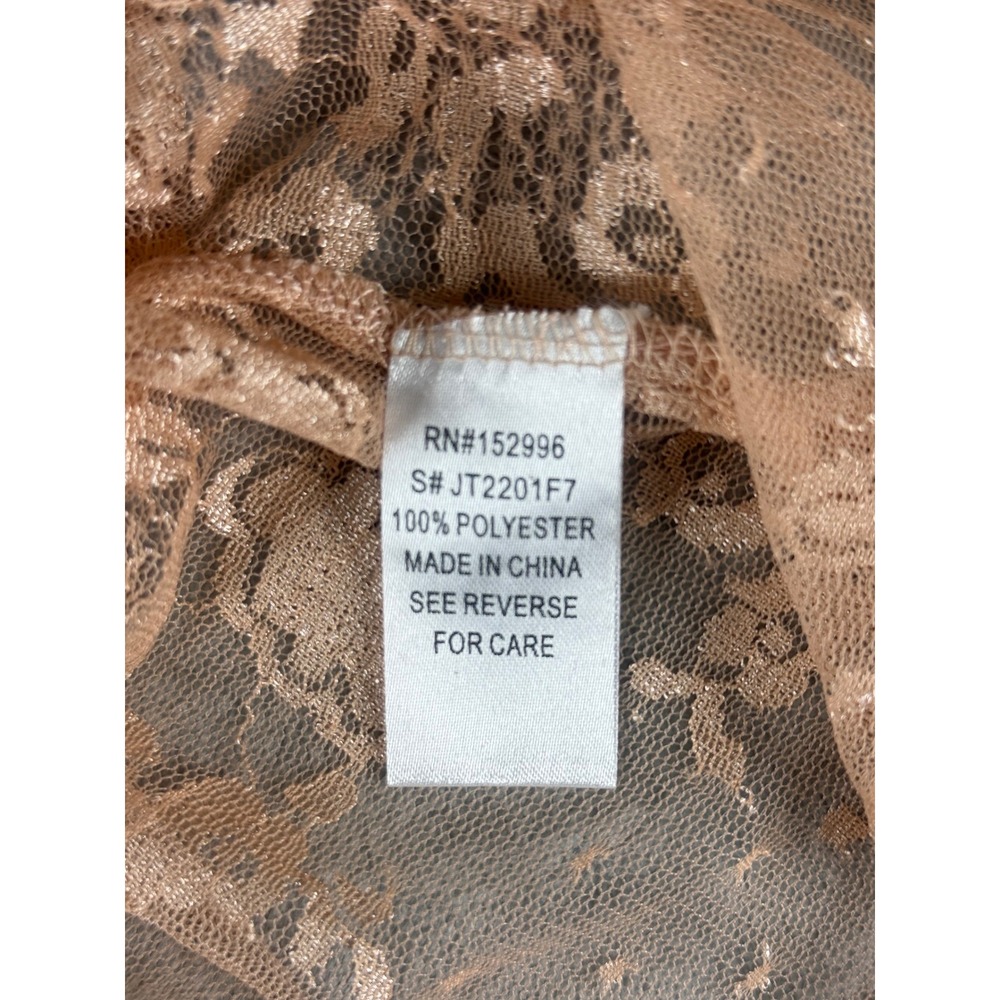 Tulip B Peach Floral Lace Mock Neck Ruffle Sleeve Top JT2201F7 - Picture 4 of 8